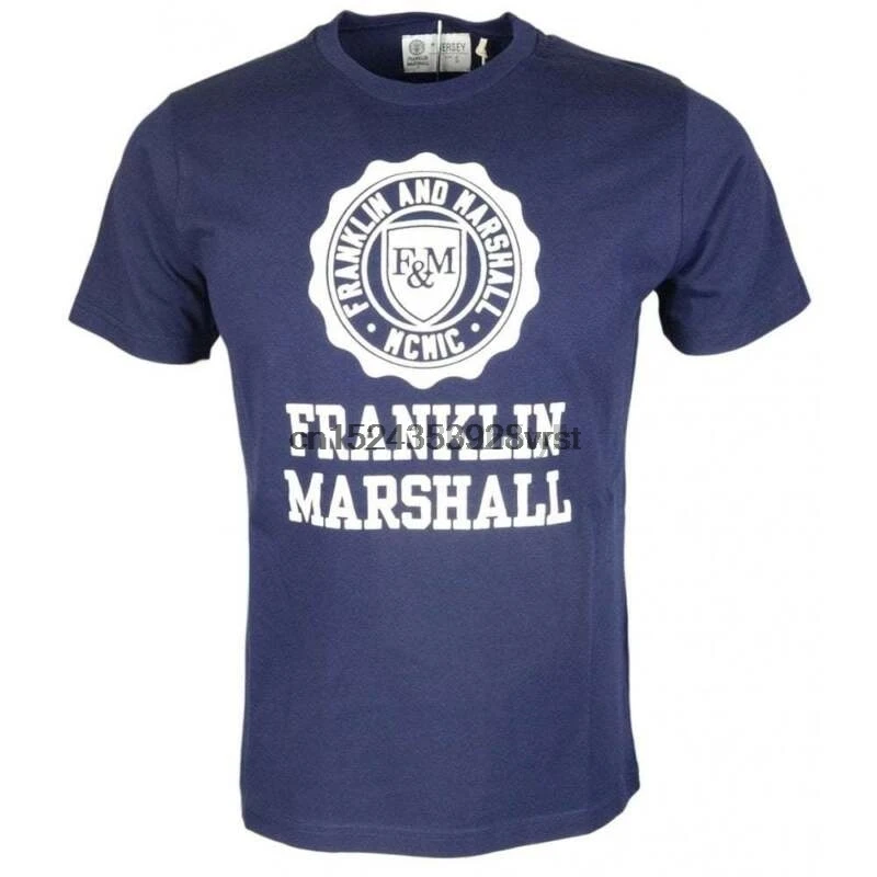 

Franklin Marshall MF247 Cotton Round Neck Crest Logo Navy T-Shirt