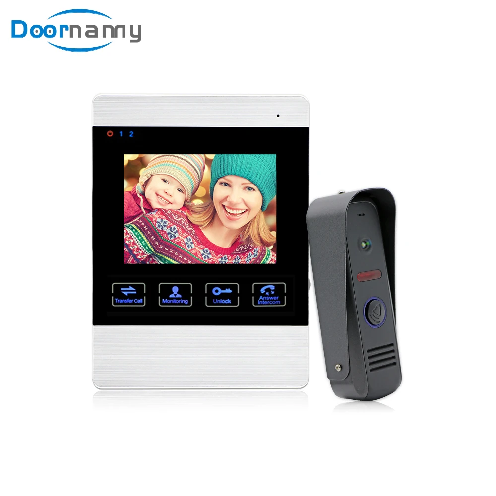 

Doornanny 1200TVL 4Inch Video Intercom Home Video Monitor Doorbell Doorphone Set Household Access Control System Apartment Villa