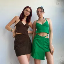 Fashion Solid Halter Top and Mini Skirt Casual Suit Women Sets 2021 Summer Sexy Backless Retro Y2k Streetwear 2 Piece Outfits
Fashion Solid Halter Top and Mini Skirt Casual Suit Women Sets 2021 Summer Sexy Backless Retro Y2k Streetwear 2 Piece Outfits