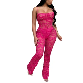 Women's camisole jumpsuit, lace tulle sexy perspective sleeveless elegant summer clothing soft and breathable
Women's camisole jumpsuit, lace tulle sexy perspective sleeveless elegant summer clothing soft and breathable