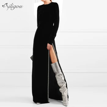 Ailigou2019 New Ladies Velvet Diamond Floor Length Dress Celebrity Party Sexy Round Neck Long-Sleeved Split Dress Vestidos
Ailigou2019 New Ladies Velvet Diamond Floor Length Dress Celebrity Party Sexy Round Neck Long-Sleeved Split Dress Vestidos
