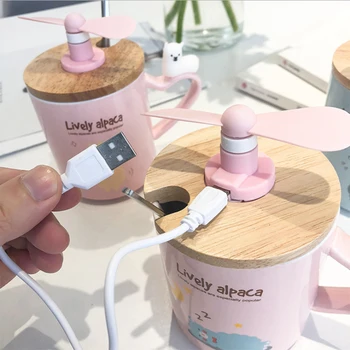 Ceramic Mug USB Fan Data line connection Cartoon Wood Cover Spoon with Creative Mug Office Student Milk coffee Tea Cup gifts
Ceramic Mug USB Fan Data line connection Cartoon Wood Cover Spoon with Creative Mug Office Student Milk coffee Tea Cup gifts