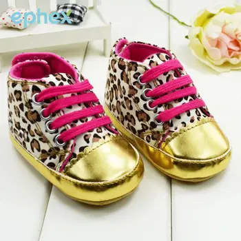 Baby Toddler Leopard Print Crib Cute Shoes Soft Sole 3-18 Months Ribbon
