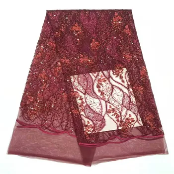 French lace fabric with sequins lace fabric 5 yards per lot Nigerian floral embroidery wine red tulle lace fabric
French lace fabric with sequins lace fabric 5 yards per lot Nigerian floral embroidery wine red tulle lace fabric