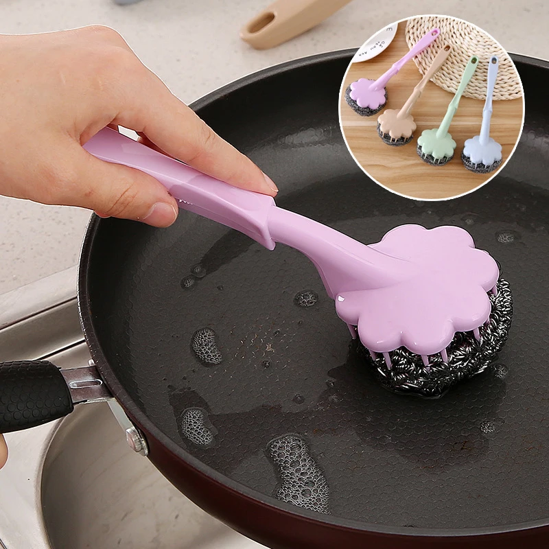 Чистящая Щетка для кухни из нержавеющей стали с шариком очистки раковины длинной