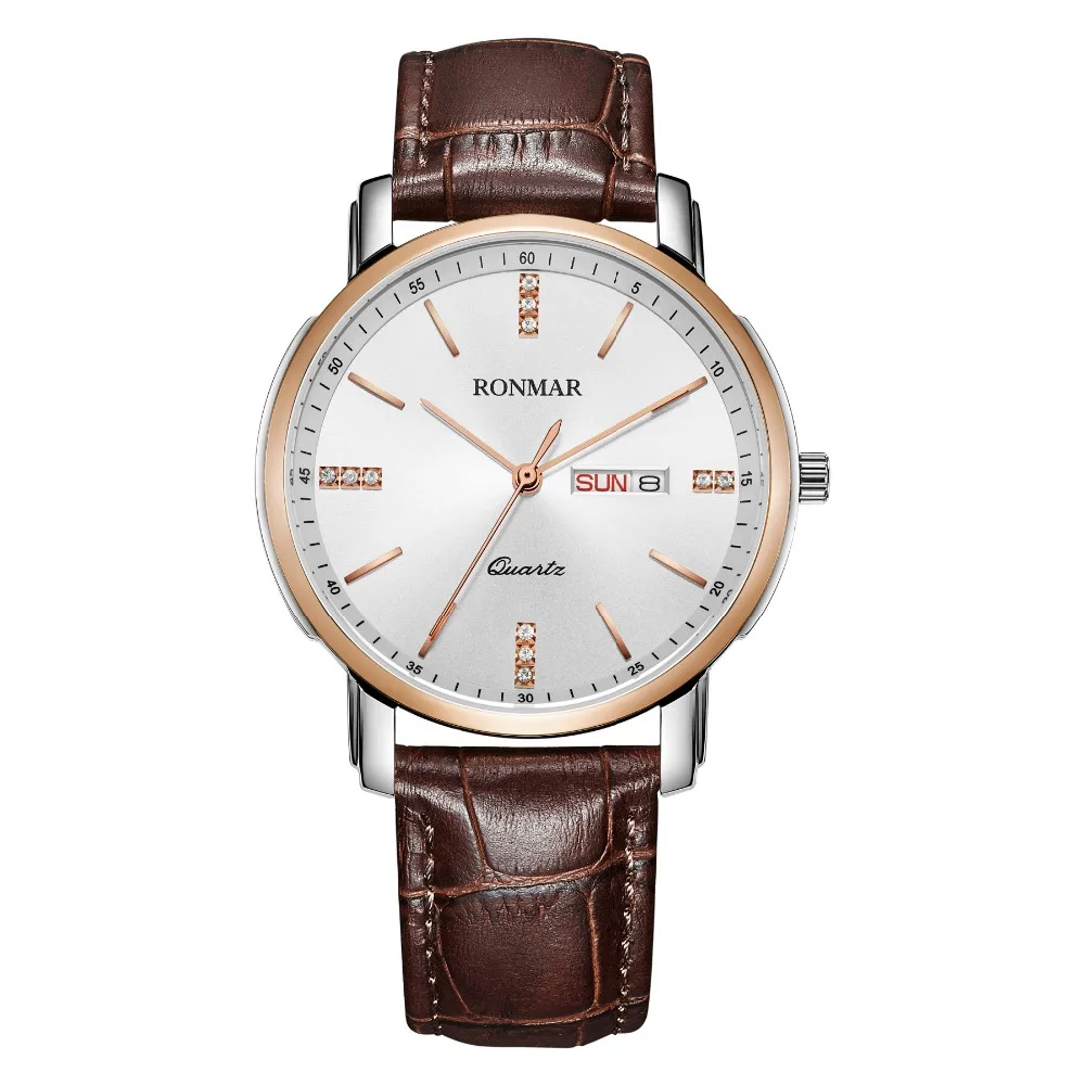 Fashion Couple Watch RONMAR Calendar Women Leather Strap Top Brand Luxury Quartz Watch Waterproof Wristwatch Relogio Masculino
Fashion Couple Watch RONMAR Calendar Women Leather Strap Top Brand Luxury Quartz Watch Waterproof Wristwatch Relogio Masculino