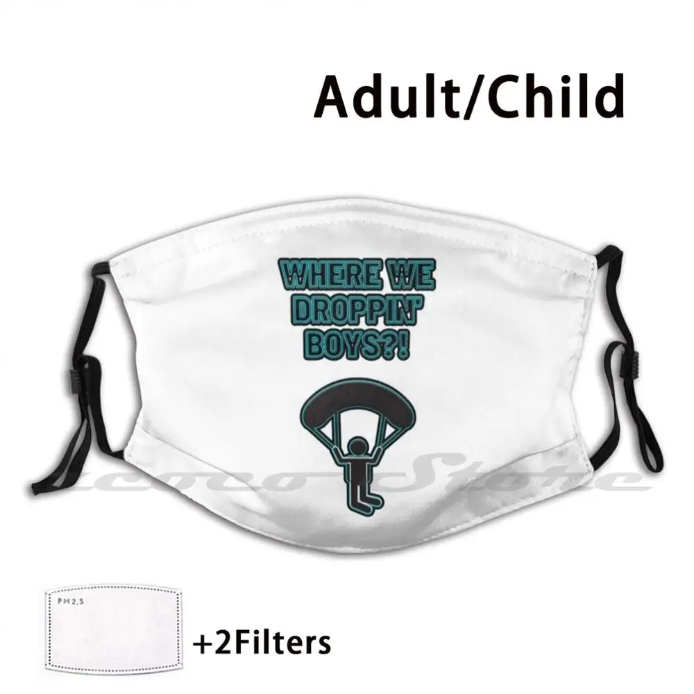 Где мы пишем мальчиков Маска Ткань многоразовая печать Фильтр моющийся игровой бой Royale парашют
Где мы пишем мальчиков Маска Ткань многоразовая печать Фильтр моющийся игровой бой Royale парашют