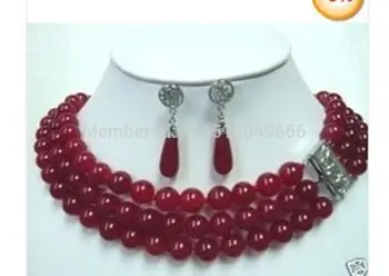 ER845 Hot sale FREE SHIP>>>>Natural 3row 8MM Red jade necklace Earring
ER845 Hot sale FREE SHIP>>>>Natural 3row 8MM Red jade necklace Earring