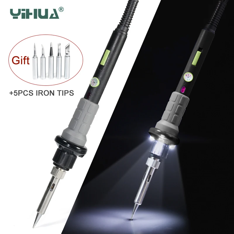 YIHUA 947-V 60W Electric Soldering iron LED lamp Soldering station Temperature Adjustable Soldering Iron tips +5pcs irons tips
YIHUA 947-V 60W Electric Soldering iron LED lamp Soldering station Temperature Adjustable Soldering Iron tips +5pcs irons tips