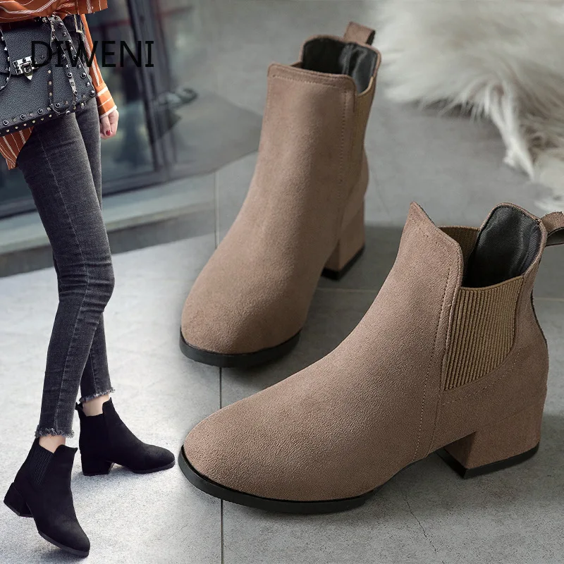 DIWEINI Women Autumn Winter Flock Ankle Boots Slip-on Round Toe 3.5cm Square Heel Solid Casual Black Camel Booties Size 35-43
DIWEINI Women Autumn Winter Flock Ankle Boots Slip-on Round Toe 3.5cm Square Heel Solid Casual Black Camel Booties Size 35-43