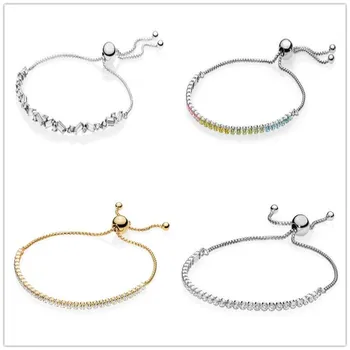 Original 925 Sterling Silver Bracelet Classic Tennis Sparkling Strand Adjust Bracelet Fit Women Bead Charm Diy Pandora Jewelry 
Original 925 Sterling Silver Bracelet Classic Tennis Sparkling Strand Adjust Bracelet Fit Women Bead Charm Diy Pandora Jewelry