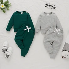 OPPERIAYA 2Pc Newborn Kids Solid Color Pajamas Baby Boys Long Sleeve Round Neck Pullover Sweatshirts with Pocket Tie-up Trousers
OPPERIAYA 2Pc Newborn Kids Solid Color Pajamas Baby Boys Long Sleeve Round Neck Pullover Sweatshirts with Pocket Tie-up Trousers