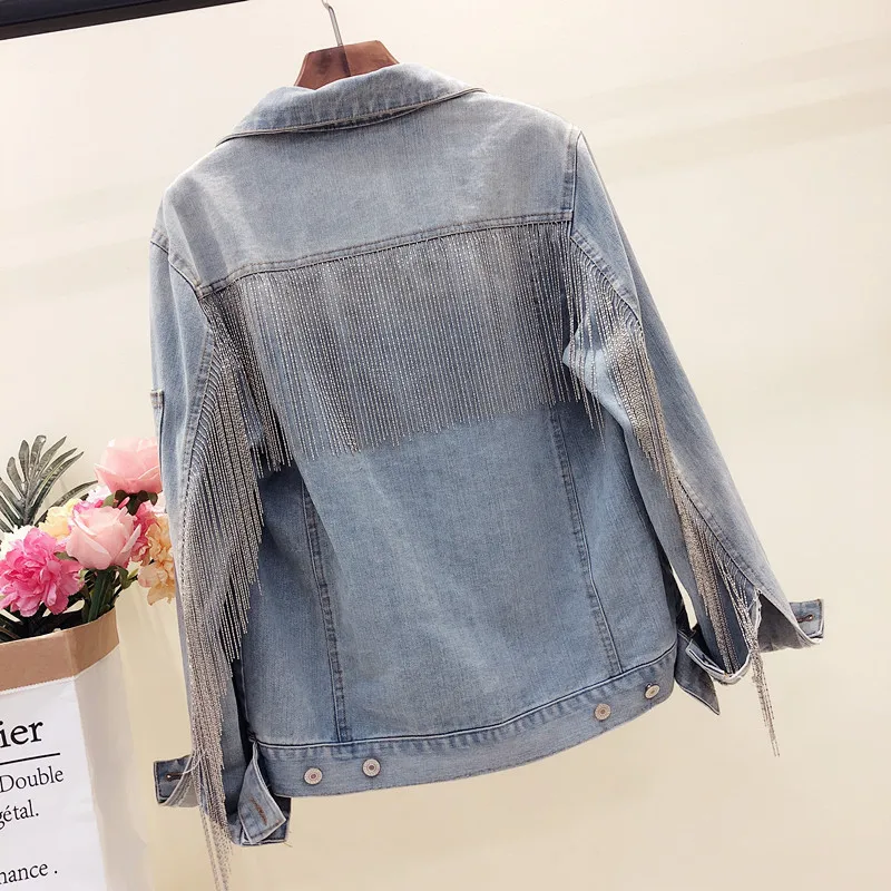 Spring Autumn Korean Denim Coat New Handmade Beaded Washed Light Blue Fashion Loose Denim Jacket Female and Male Streetwear
Spring Autumn Korean Denim Coat New Handmade Beaded Washed Light Blue Fashion Loose Denim Jacket Female and Male Streetwear