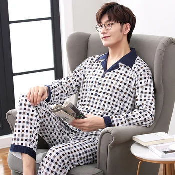 Men Pyjama Set 100% Cotton Spring Long Sleeve Print Men Pajama Suit Autumn Nightwear Collar Pijama Male Sleepwear Two Piece XXXL
Men Pyjama Set 100% Cotton Spring Long Sleeve Print Men Pajama Suit Autumn Nightwear Collar Pijama Male Sleepwear Two Piece XXXL