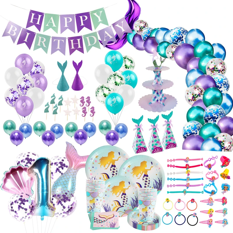 Shop Generic The Little Mermaid Birthday Party Decorations Kid Mermaid