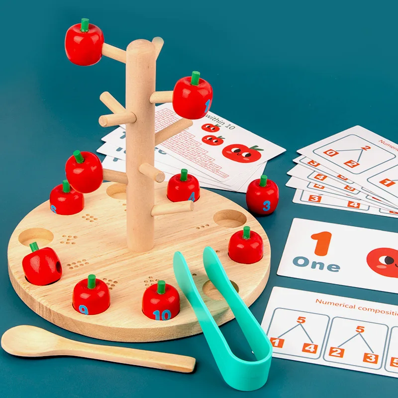 Fun apple picking game to learn mathematics early childhood education parent-child teaching aids play house wooden toys
Fun apple picking game to learn mathematics early childhood education parent-child teaching aids play house wooden toys
