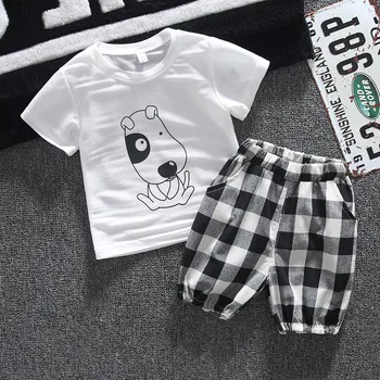 2-piece Baby / Toddler Adorable Dog Print Tee and Plaid Shorts Set 
2-piece Baby / Toddler Adorable Dog Print Tee and Plaid Shorts Set