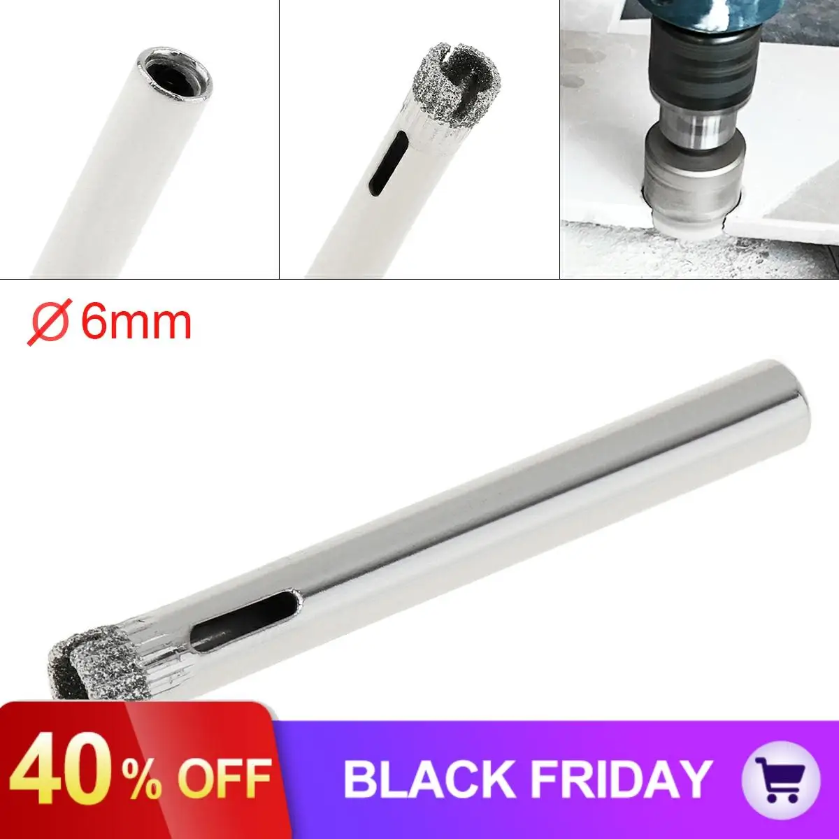 6mm/Diamond Coated Core Hole Saw Drill Bit Set Tools Glass Drill Hole Opener for Tiles Glass Ceramic
6mm/Diamond Coated Core Hole Saw Drill Bit Set Tools Glass Drill Hole Opener for Tiles Glass Ceramic