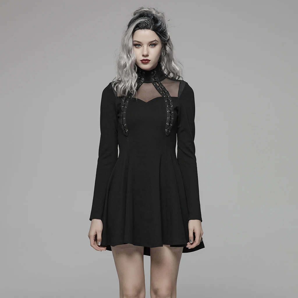 PUNK RAVE Women's PUNK Long Sleeve Dress Elastic Knit Transparent Mesh Slim Fit Mini Long Sleeve Black Dress
PUNK RAVE Women's PUNK Long Sleeve Dress Elastic Knit Transparent Mesh Slim Fit Mini Long Sleeve Black Dress