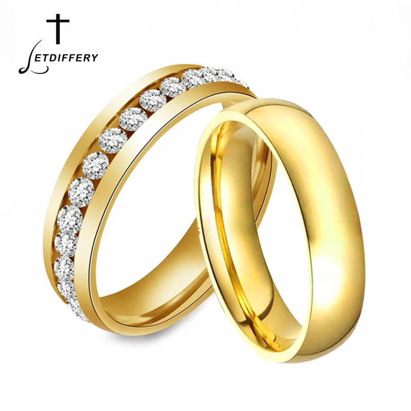 Letdiffery Shining 1 row Crystal Wedding Couple Rings 6mm Gold Stainless Steel Lovers Women Engagement Jewelry
Letdiffery Shining 1 row Crystal Wedding Couple Rings 6mm Gold Stainless Steel Lovers Women Engagement Jewelry