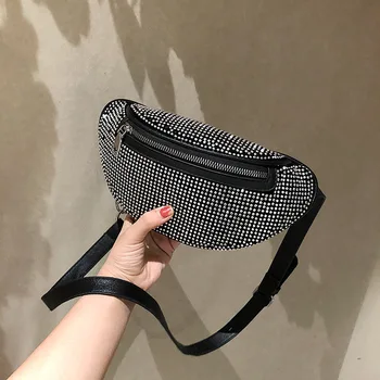 Small Black Bag Women's Bag 2019 New Chaohua Version Small Bag Inserted with Diamond Waist Bag and Breast Bag 
Small Black Bag Women's Bag 2019 New Chaohua Version Small Bag Inserted with Diamond Waist Bag and Breast Bag