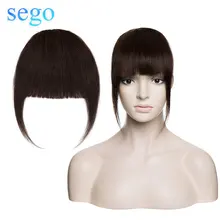 

SEGO 25g Clip in Human Hair Bangs Natural Hair Extensions Machine Remy 3 Clips Blunt Bang Natural Hairpiece Black Front Fringe