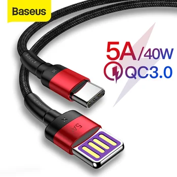 Baseus 40W Supecharge USB Type C Cable for Huawei P30 Mate 20 30 Pro 5A Fast Charging Quick Charge 3.0 Type USB-C Data Cable
Baseus 40W Supecharge USB Type C Cable for Huawei P30 Mate 20 30 Pro 5A Fast Charging Quick Charge 3.0 Type USB-C Data Cable