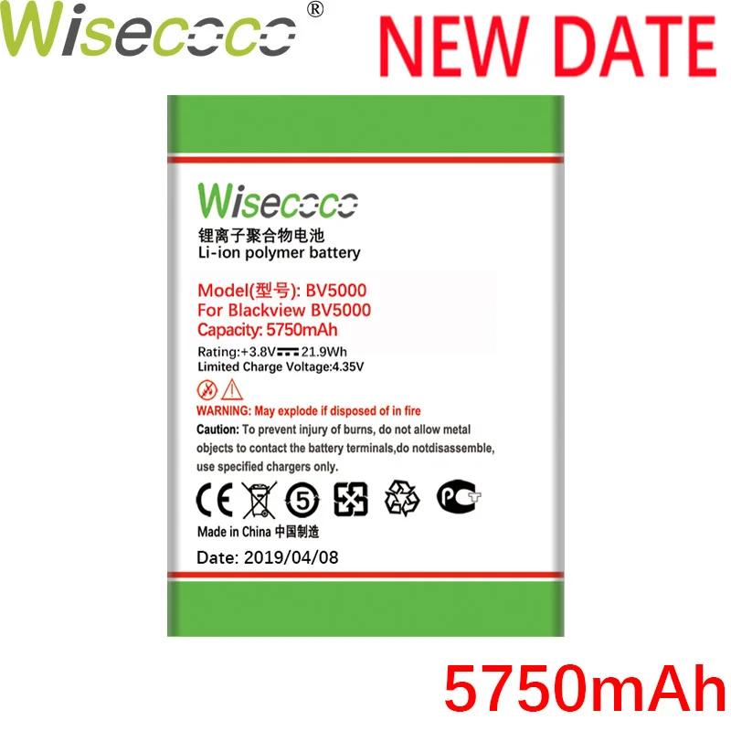 Wisecoco 2 PCS/LOT BV5000 5750mAh New Powerful Battery For Blackview BV 5000 Phone Battery Replacement + Tracking Number
Wisecoco 2 PCS/LOT BV5000 5750mAh New Powerful Battery For Blackview BV 5000 Phone Battery Replacement + Tracking Number