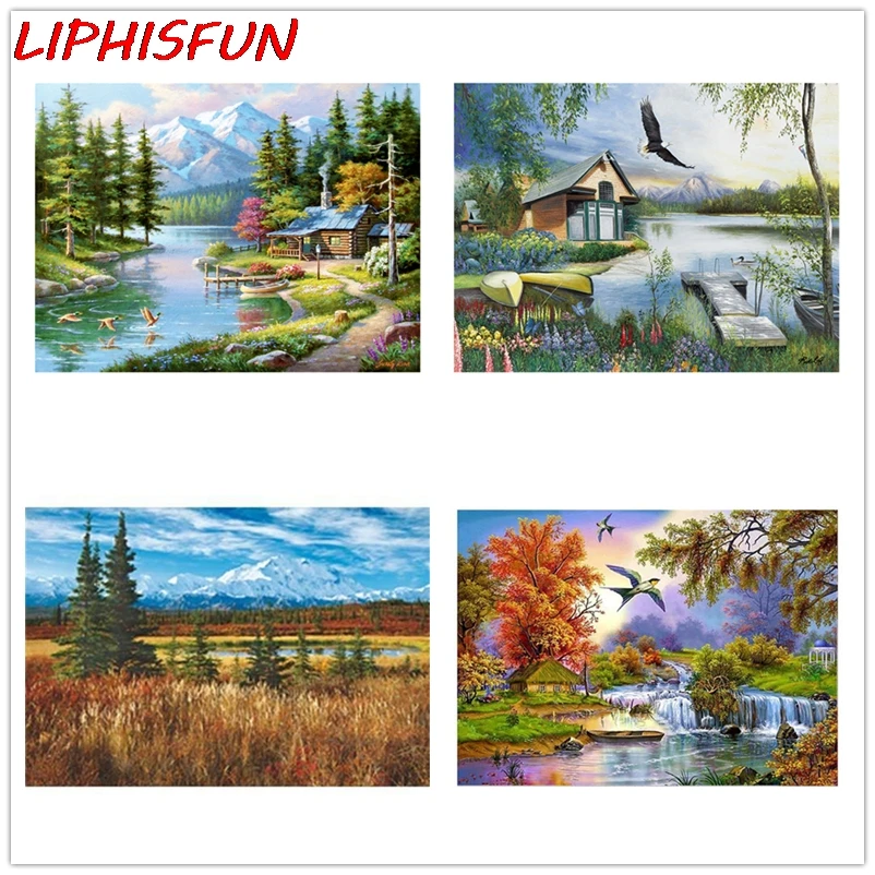 LIPHISFUN 5d алмазная вышивка coss-stitch наборы Алмазная картина с озерной кабиной