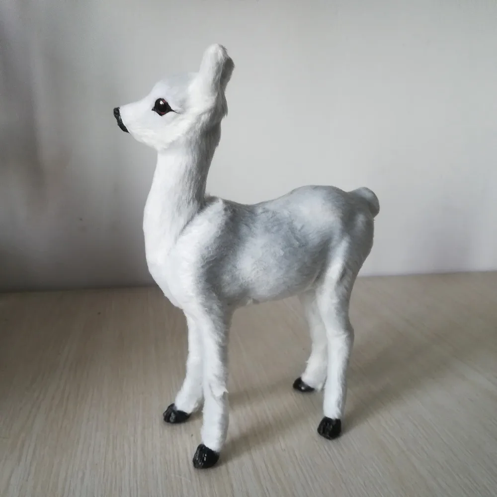 

simulation reindeer about 15x20cm hard model,plastic& fur white sika deer toy handicraft,prop,home Decoration,Xmas gift w2210