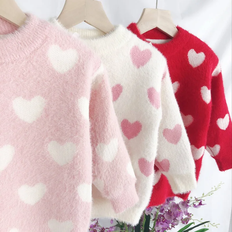 Brushed And Thick Girls Heart Hot Selling Thick Warm Faux Mink Cashmere Wool Sweater 2018 Winter New Style Girls Base 
Brushed And Thick Girls Heart Hot Selling Thick Warm Faux Mink Cashmere Wool Sweater 2018 Winter New Style Girls Base