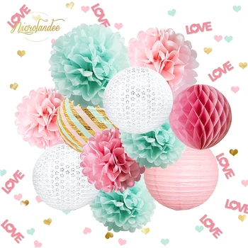 NICROLANDEE 12PCS Mint Pink Wedding Bridal Shower Decorations Paper Pom Poms Lanterns Honeycomb Ball DIY Home Decor 
NICROLANDEE 12PCS Mint Pink Wedding Bridal Shower Decorations Paper Pom Poms Lanterns Honeycomb Ball DIY Home Decor