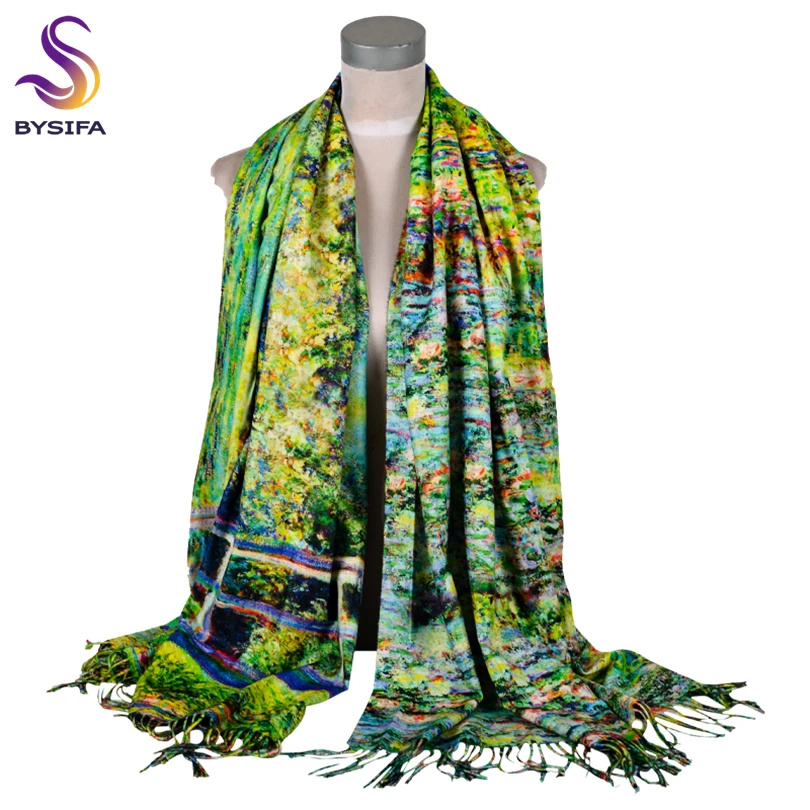 

BYSIFA| Fashion Green Women Scarves Shawl 2021 New Design Foulard Winter Warm Long Cashmere Pashmina Ladies Tassel Scarves Wraps