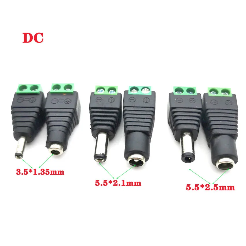 Male Female DC Power Plug Connector 2.1mm x 5.5mm 2.5mm x 5.5mm 1.35mm x 3.5mm Needn't Welding DC Plug Adapter 12V 24V For CCTV
Male Female DC Power Plug Connector 2.1mm x 5.5mm 2.5mm x 5.5mm 1.35mm x 3.5mm Needn't Welding DC Plug Adapter 12V 24V For CCTV