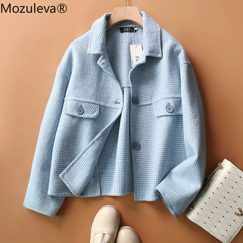 Mozuleva double-sided plaid wool women's woolen coat women 2020 new autumn and winter woolen coat women 
Mozuleva double-sided plaid wool women's woolen coat women 2020 new autumn and winter woolen coat women