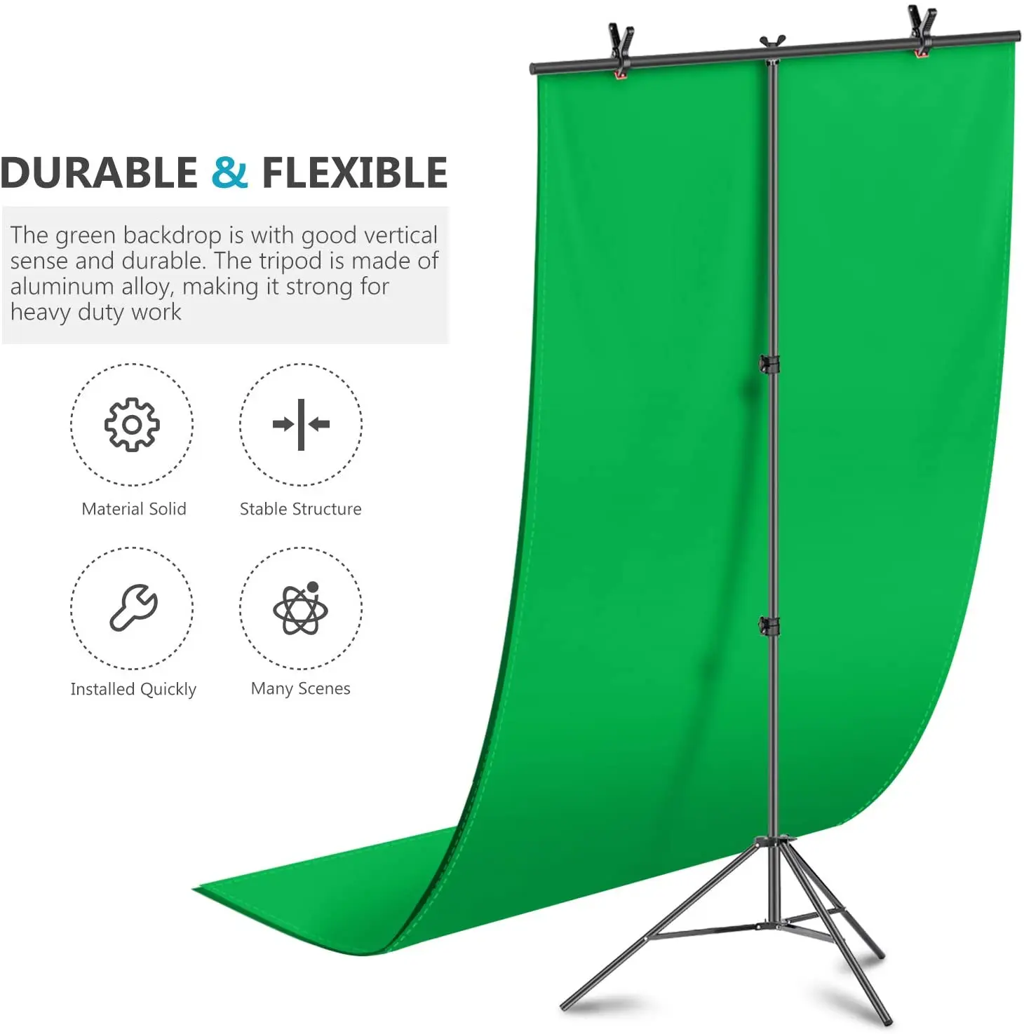 1x1.6m T-shaped Background Stand Photography Background Frame Photo Studio Support Stand System Kits with Green Screen Backdrop
1x1.6m T-shaped Background Stand Photography Background Frame Photo Studio Support Stand System Kits with Green Screen Backdrop