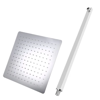 2 Pcs Square Stainless Steel Ultra-Thin Shower Nozzle Rainfall Wall Mount Shower Head, 1 Pcs 40Cm Shower Arm & 1 Pcs 21x21Cm Sho 
2 Pcs Square Stainless Steel Ultra-Thin Shower Nozzle Rainfall Wall Mount Shower Head, 1 Pcs 40Cm Shower Arm & 1 Pcs 21x21Cm Sho