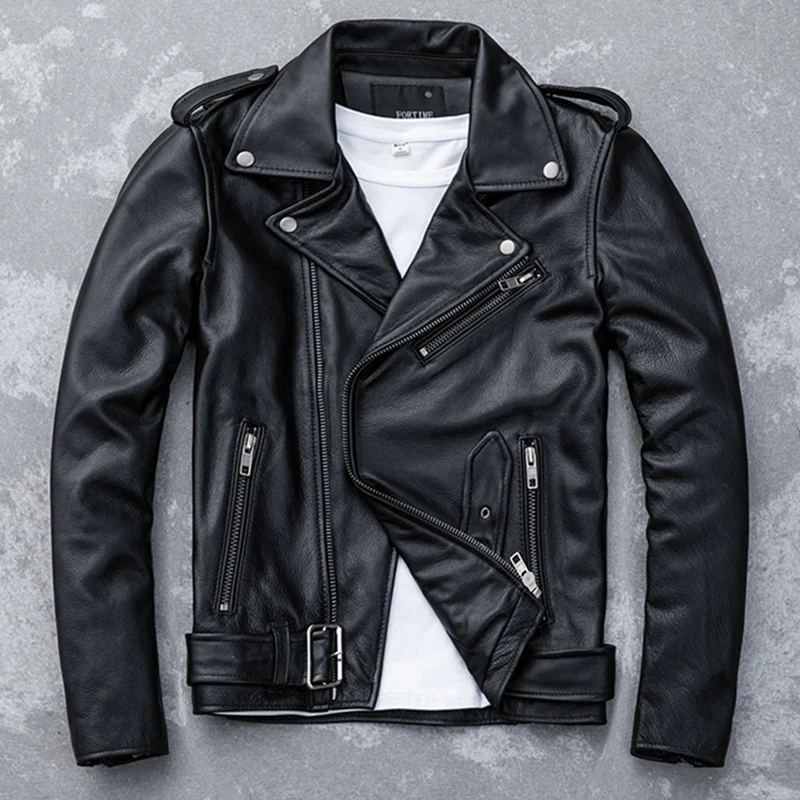 2020 Black Men Slim Fit Biker's Jacket Large Size XXXL Genuine Cowhide Russian Autumn Short Motorcycle Leather Coat
2020 Black Men Slim Fit Biker's Jacket Large Size XXXL Genuine Cowhide Russian Autumn Short Motorcycle Leather Coat