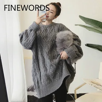 FINEWORDS O Neck Gray Twist Knitted Sweater Loose Korean Chic Oversize Pullover Autumn Casual Vintage Thick Warm Winter Sweaters
FINEWORDS O Neck Gray Twist Knitted Sweater Loose Korean Chic Oversize Pullover Autumn Casual Vintage Thick Warm Winter Sweaters