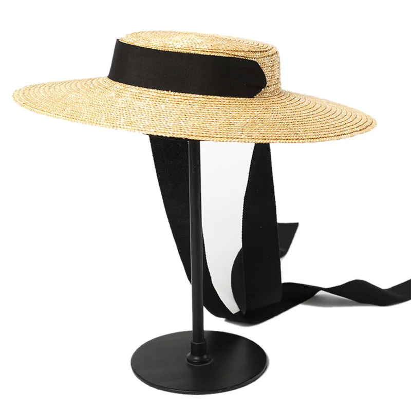 Шляпа с широкими полями для женщин Соломенная Панама от солнца лентой в стиле