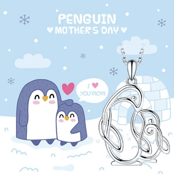 Winter Collection 925 Sterling Silver Lovely Penguin Mom and Kid Animal Necklace Fine Jewelry for Women Mother's Day gift
Winter Collection 925 Sterling Silver Lovely Penguin Mom and Kid Animal Necklace Fine Jewelry for Women Mother's Day gift