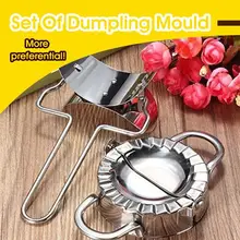 2Pcs/Set Dumpling Household Mould Wrapper Stainless Steel Cutter Cooking Machine Pastry Kitchen Jiaozi Tools Labor Saving Maker