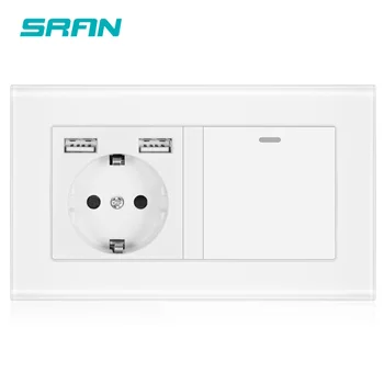 SRAN EU wall socket with rocker switch,220v 16A socket with usb 146*86 crystal glass panel with light switch 1 gang 1/2/3 way
SRAN EU wall socket with rocker switch,220v 16A socket with usb 146*86 crystal glass panel with light switch 1 gang 1/2/3 way