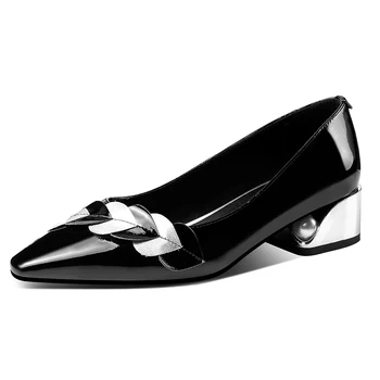 Genuine leather Women Pumps 2.5cm metal square Heels office ladies shoes woman poined Toe Women Shoes Female Pumps
Genuine leather Women Pumps 2.5cm metal square Heels office ladies shoes woman poined Toe Women Shoes Female Pumps