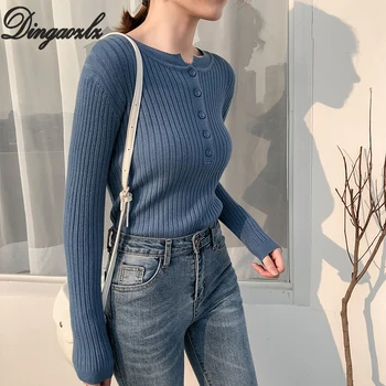 Dingaozlz Women Pullovers Sweater New 2019 Knitted Autumn Winter Spring Fashion Sexy Elegant Buttons Casual Ladies Tops 
Dingaozlz Women Pullovers Sweater New 2019 Knitted Autumn Winter Spring Fashion Sexy Elegant Buttons Casual Ladies Tops