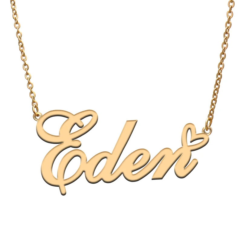 

Eden Name Tag Necklace Personalized Pendant Jewelry Gifts for Mom Daughter Girl Friend Birthday Christmas Party Present