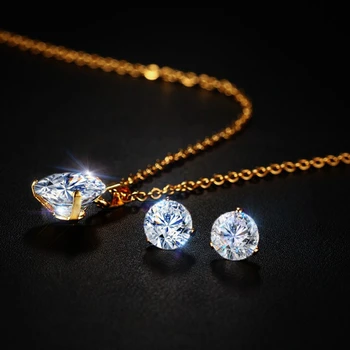 Vnox Elegant Bling CZ Stone Necklace Stud Earrings for Women Shinny Solitaire Pendant Stainless Steel Chain Jewelry Set
Vnox Elegant Bling CZ Stone Necklace Stud Earrings for Women Shinny Solitaire Pendant Stainless Steel Chain Jewelry Set