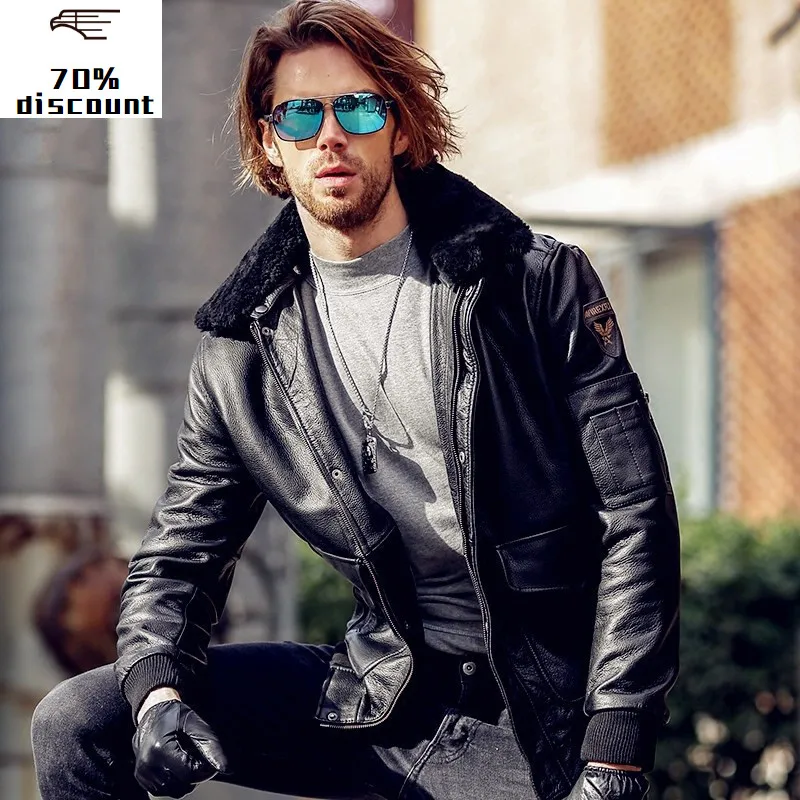 2020 Black Men Pilot Leather Jacket Wool Collar Plus Size 3XL Genuine Cowhide Male Russian Military Aviator Coat FREE SHIPPING
2020 Black Men Pilot Leather Jacket Wool Collar Plus Size 3XL Genuine Cowhide Male Russian Military Aviator Coat FREE SHIPPING