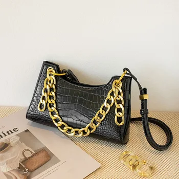 Retro Alligator Pattern Female Small Handbags Short Strap Chain Shoulder Bags Phone Purse Baguette Bag High Quality PU Leather
Retro Alligator Pattern Female Small Handbags Short Strap Chain Shoulder Bags Phone Purse Baguette Bag High Quality PU Leather