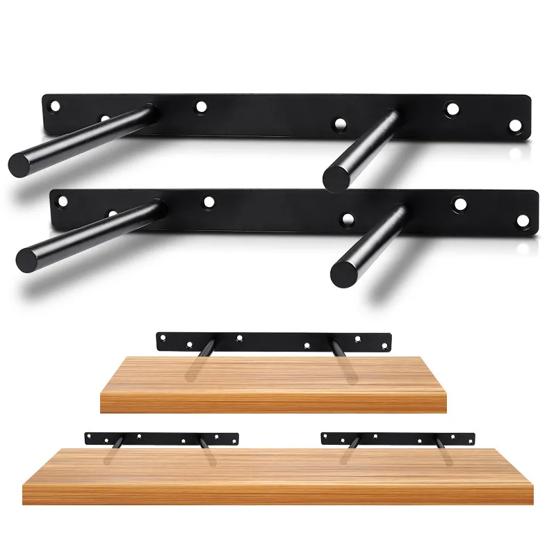 

Double T Type Wall Metal Shelf Support Concealed Floating Angle Bracket Heavy Tool Single Layer Bulkhead Hardware 6 Holes